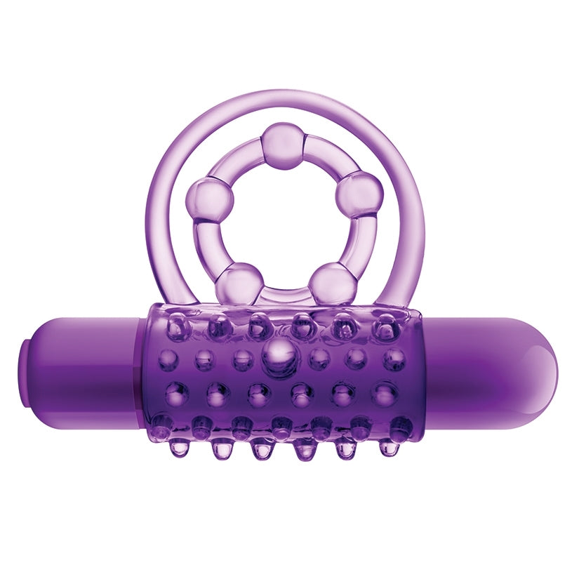 Play With Me Vibrating Double Strap Cockring-Purple