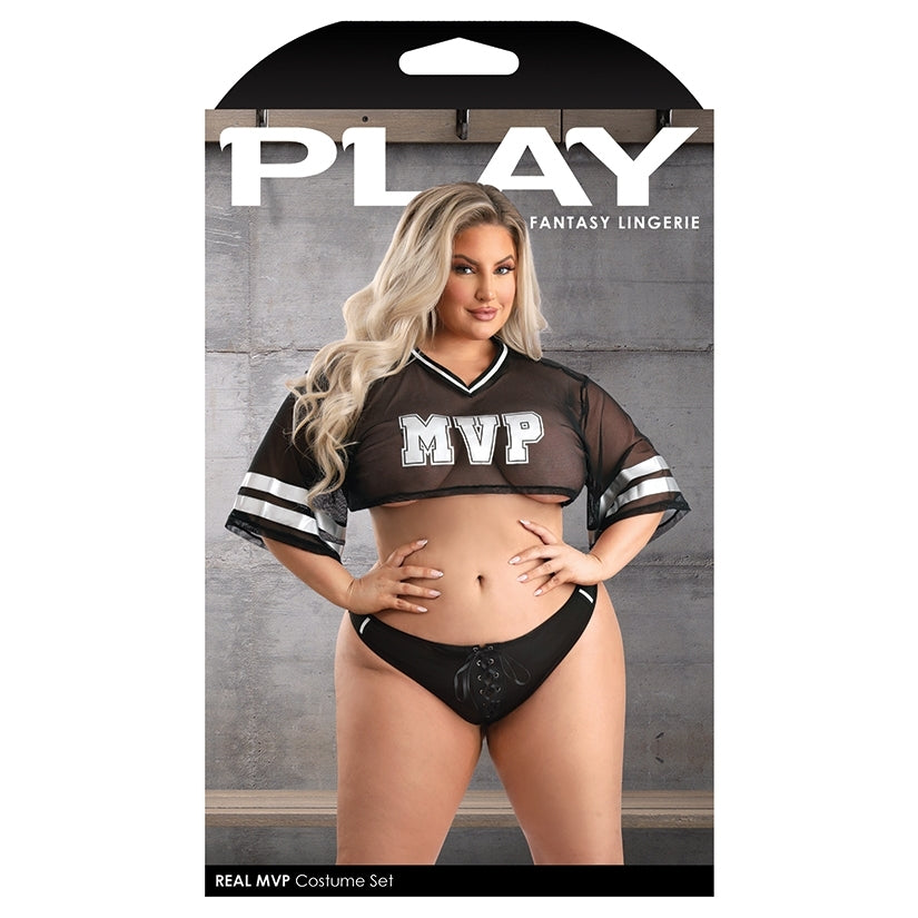 Fantasy Lingerie Real MVP Football Player-Black 1X/2X-Boxed