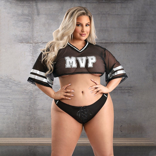 Fantasy Lingerie Real MVP Football Player-Black 3X/4X-Boxed