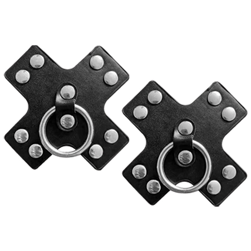Nipplicious Seducer Leather Pasties with Ring-Black