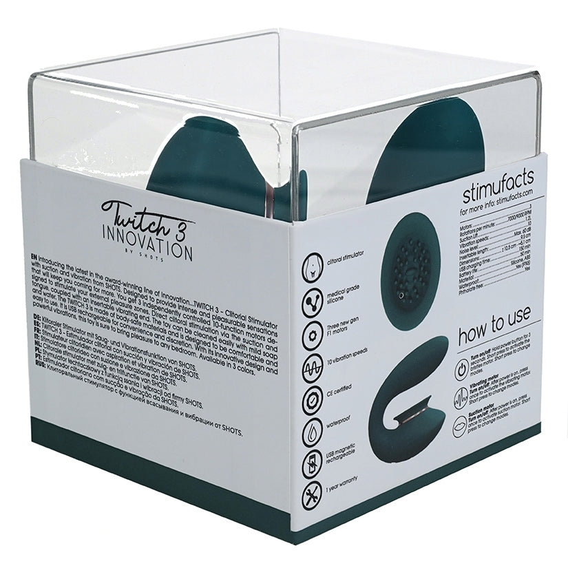 Shots Innovation Twitch 3 Rechargeable Vibrator & Suction-Green