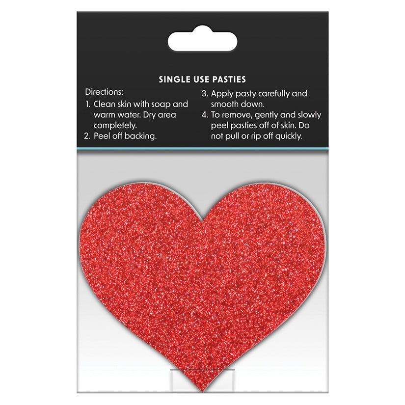 Pretty Pasties Glitter HeartsRed/Silver 2pk