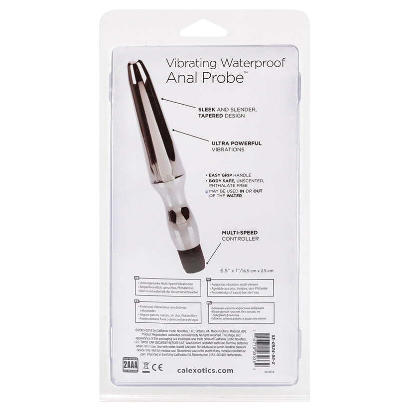 Vibrating Waterproof Anal Probe-Silver 6.5