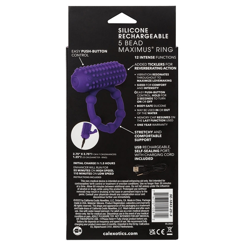 Silicone Rechargeable 5 Bead Maximus Ring