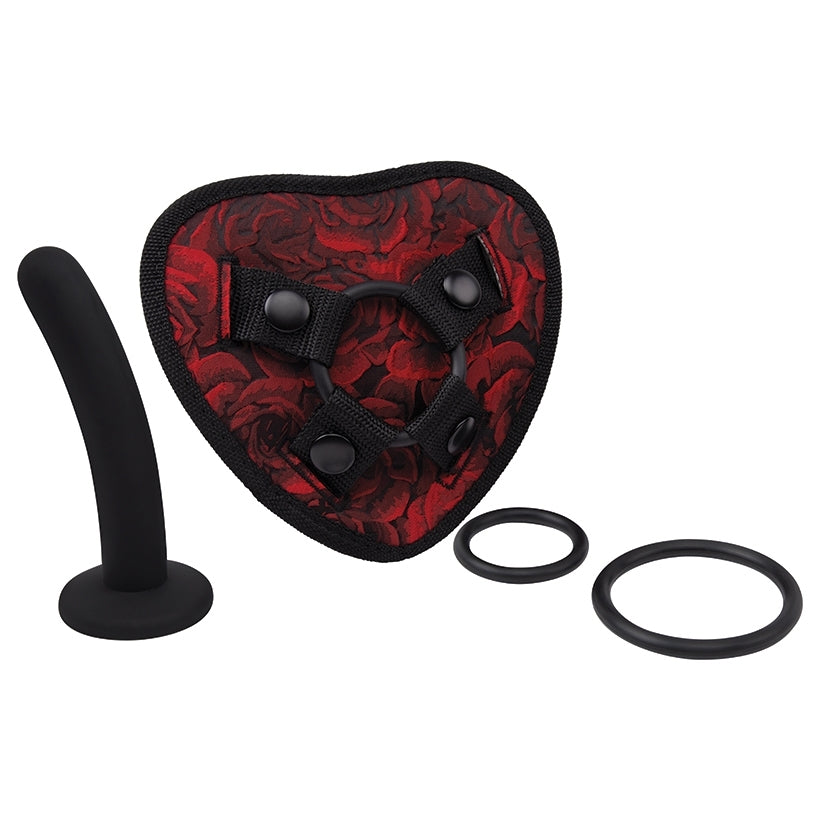 Secret Kisses Rosegasm Heart Shape Strap On Harness with 5