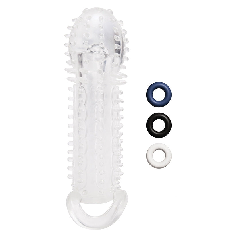 Size Up See Thru Textured Penis Extender with Ball Loop 1.5