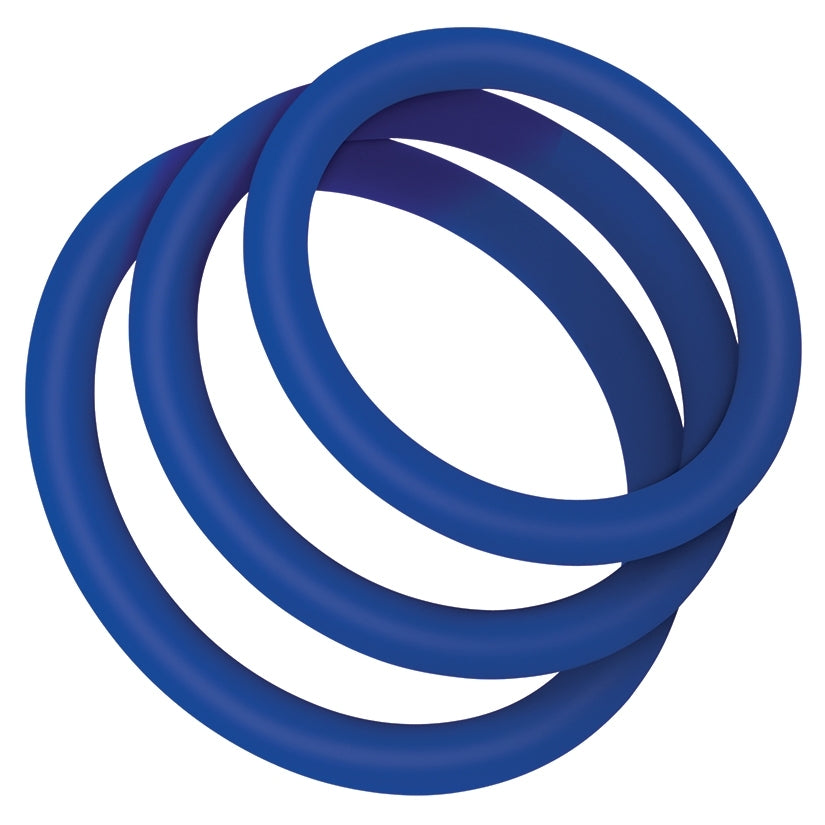 Zolo Stretchy Silicone Cock Ring Pack of 3-Blue
