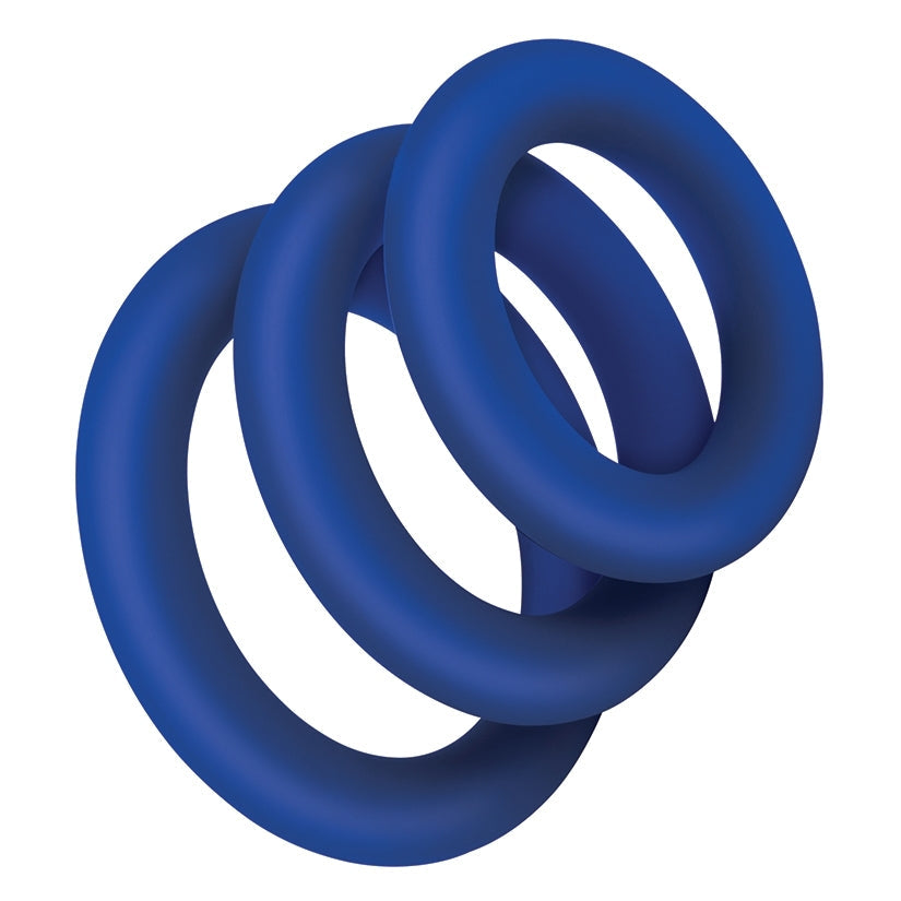 Zolo Extra Thick Silicone Cock Ring Pack of 3-Blue