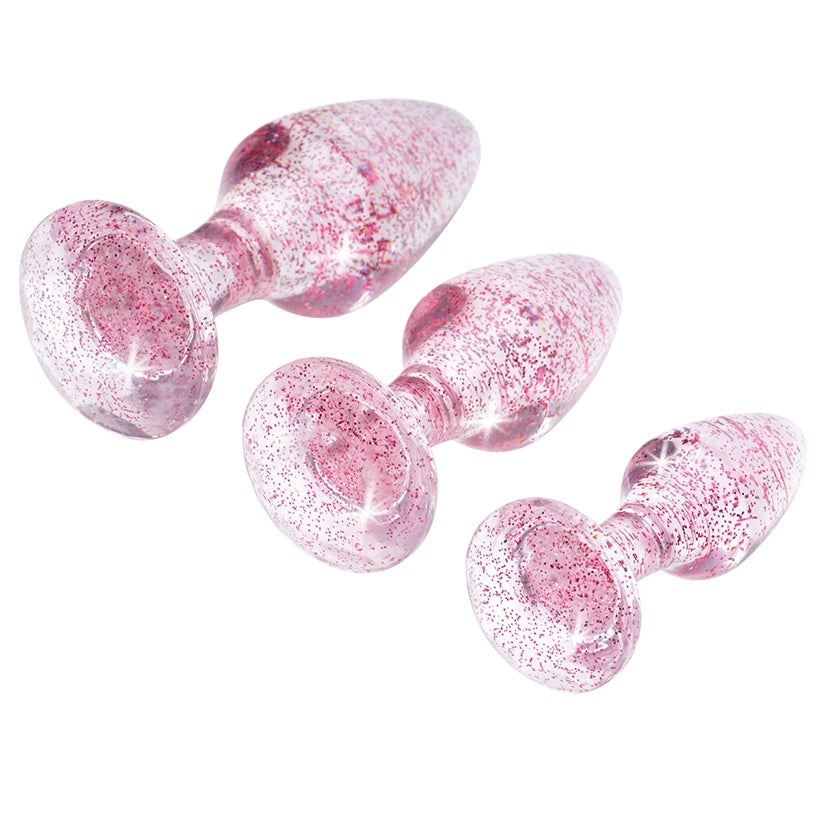 Booty Sparks Glitter Gem Anal Plug Set-Pink