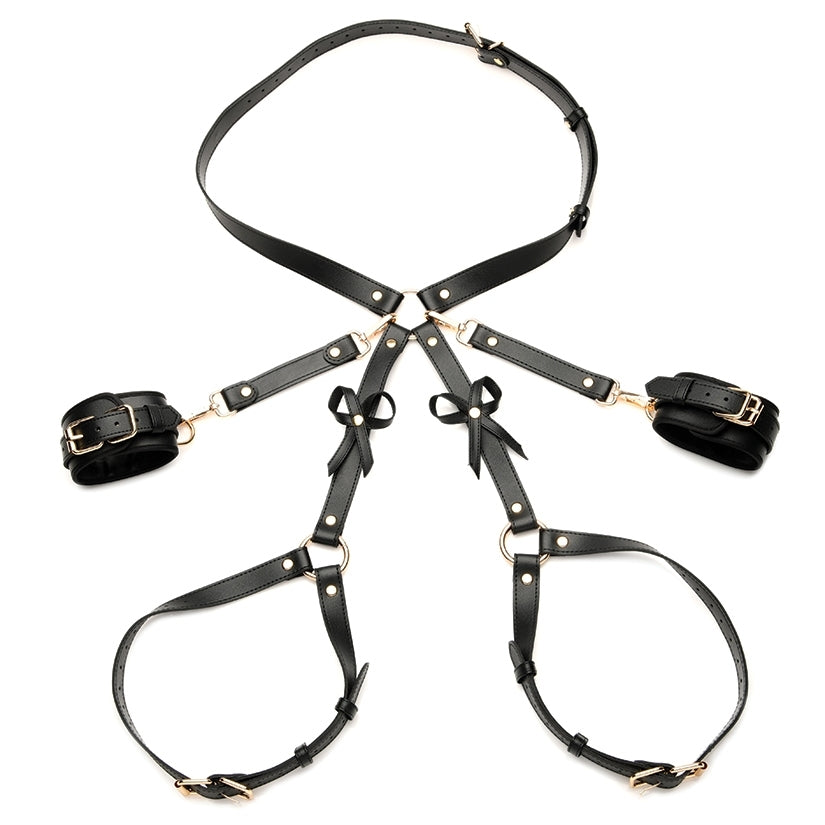 Strict Bondage Harness with Bows-Black XL-2XL
