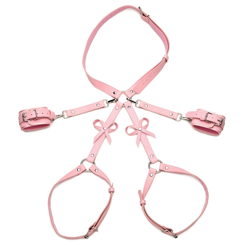 Strict Bondage Harness with Bows-Pink M/L