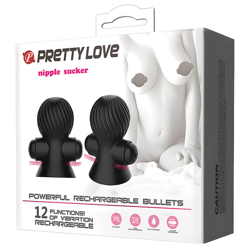 Pretty Love Rechargeable Nipple Suckers-Black