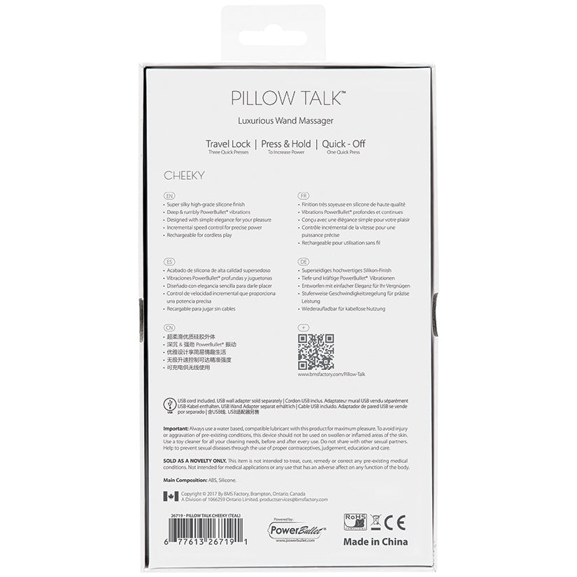 Pillow Talk Cheeky Wand Massager-Teal