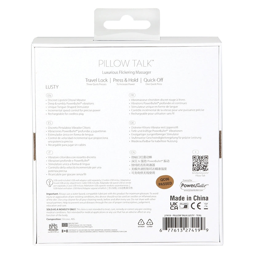 Pillow Talk Lusty Flickering Massager-Teal