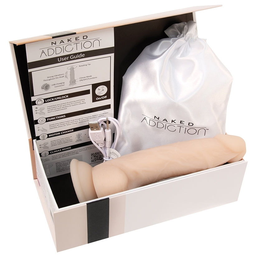 Naked Addiction Rotating & Vibrating Dong-Vanilla 8