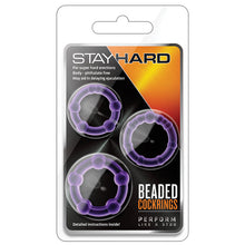 Load image into Gallery viewer, Stay Hard Beaded Cockrings-Purple 3Pk
