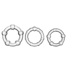 Load image into Gallery viewer, Stay Hard Beaded Cockrings-Clear 3Pk
