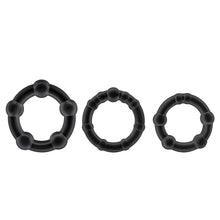 Load image into Gallery viewer, Stay Hard Beaded Cockrings-Black 3Pk
