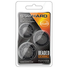 Load image into Gallery viewer, Stay Hard Beaded Cockrings-Black 3Pk
