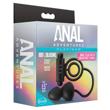 Load image into Gallery viewer, Anal Adventures Platinum Silicone Anal Plug with Vibrating C-Ring Black
