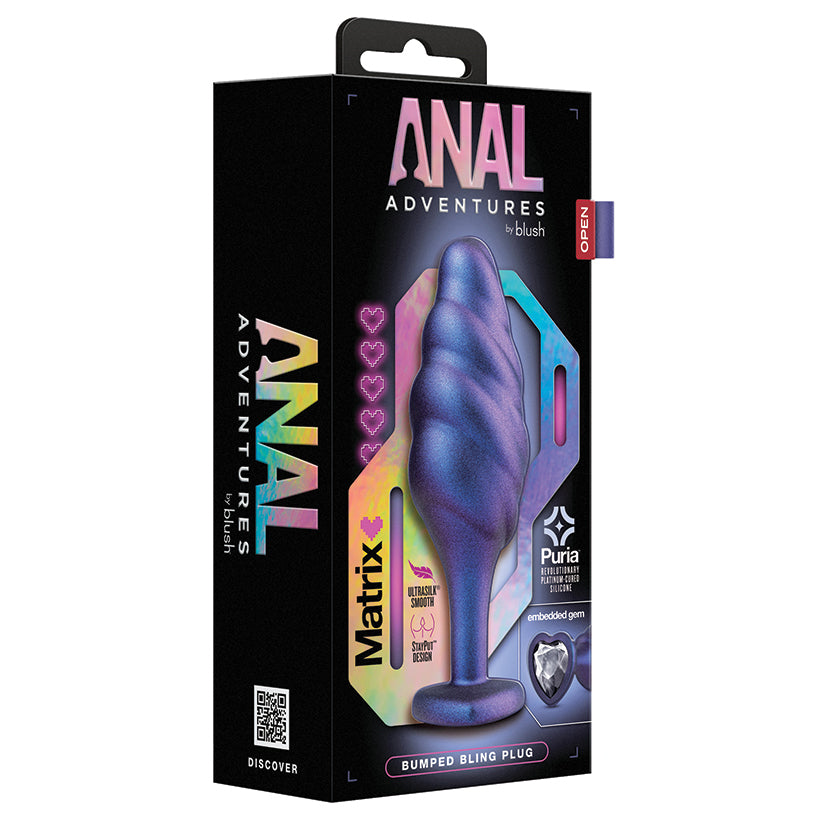 Anal Adventures Matrix Bumped Bling Plug-Sapphire