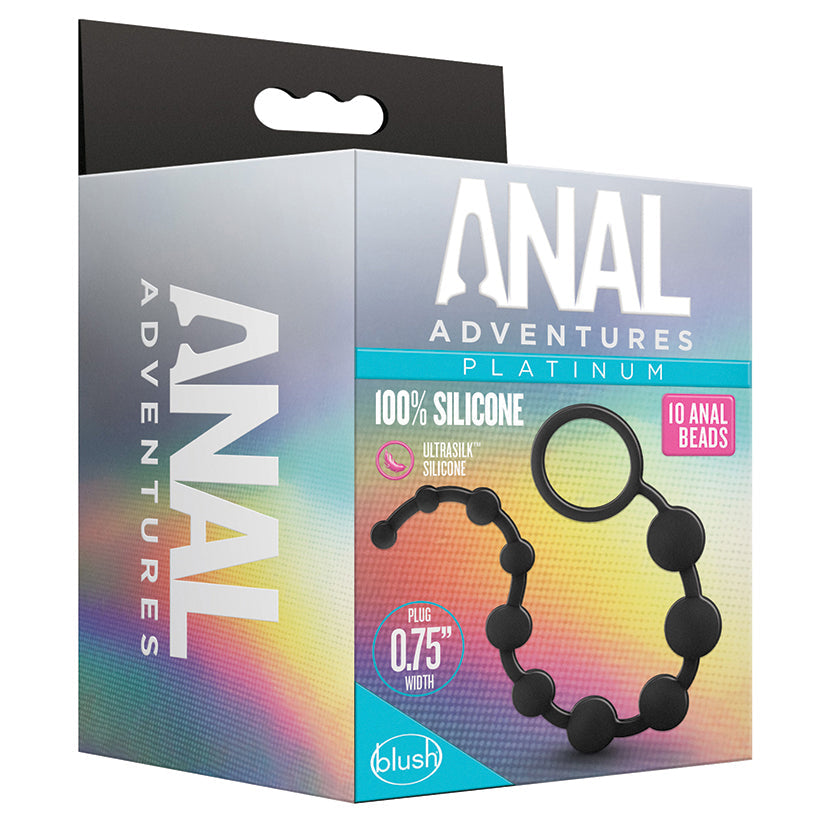 Anal Adventures Platinum Silicone 10 Anal  Beads Black