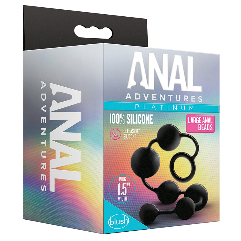 Anal Adventures Platinum Silicone Large Anal Beads Black