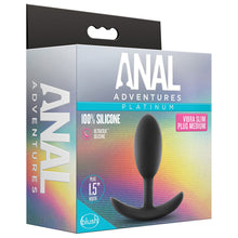 Load image into Gallery viewer, Anal Adventures Platinum Silicone Vibra Slim Plug -Medium Black
