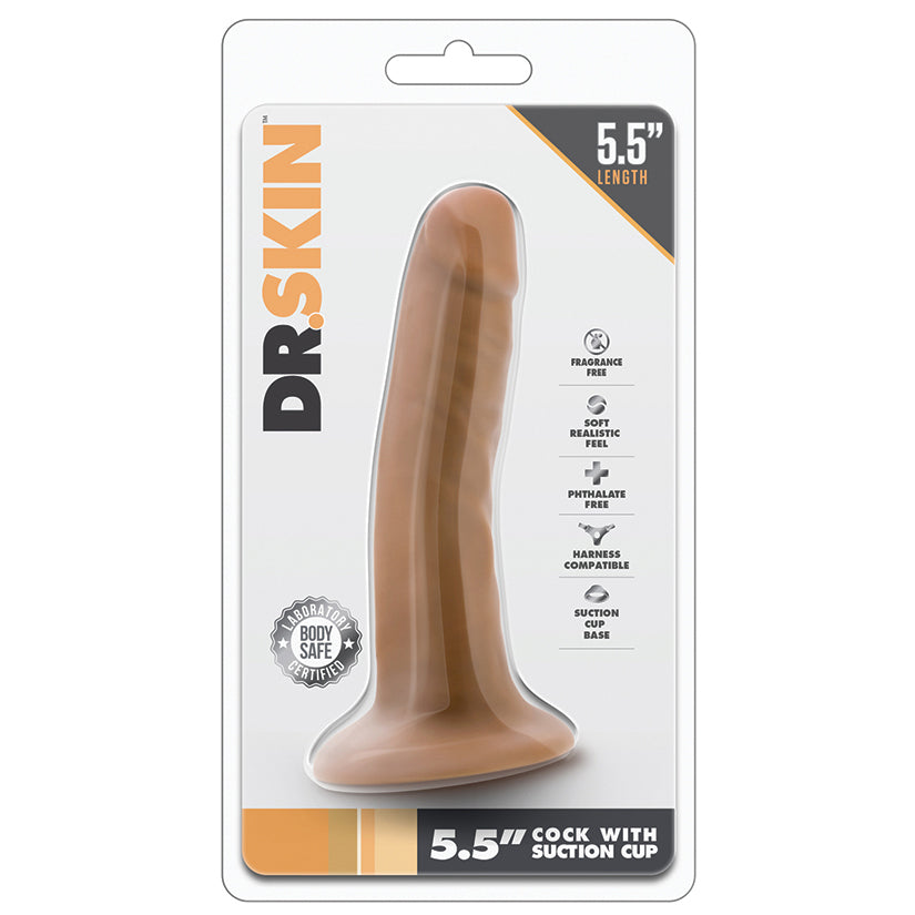 Dr. Skin Cock With Suction Cup-Mocha 5.5