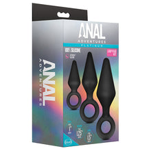 Load image into Gallery viewer, Anal Adventures Platinum Silicone Loop Plug Kit Black
