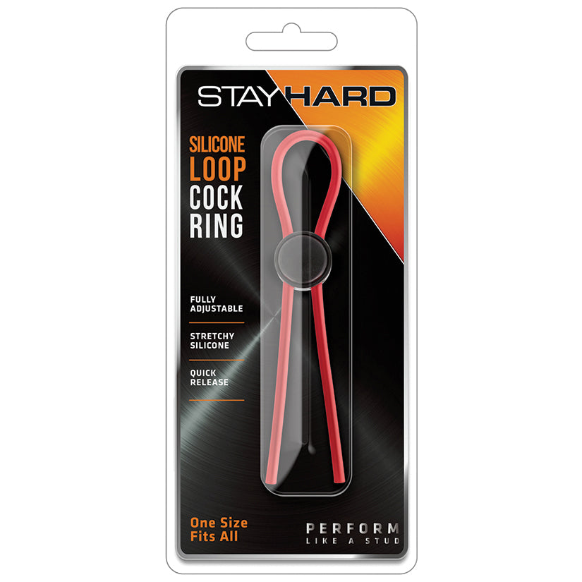 Stay Hard Silicone Loop Cock Ring-Red