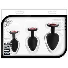 Load image into Gallery viewer, Luxe Bling Plugs Training Kit-Black With Red Gems
