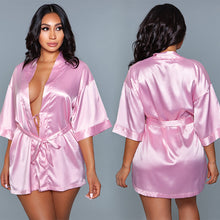 Load image into Gallery viewer, BeWicked Satin Robe-Pink 1X-Hanging
