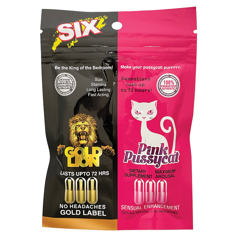 His & Hers Pink Pussycat/Gold Lion 6 Count Bag