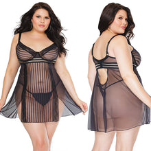 Load image into Gallery viewer, Coquette Babydoll &amp; G-String Set-Black 3X/4X-Hanging
