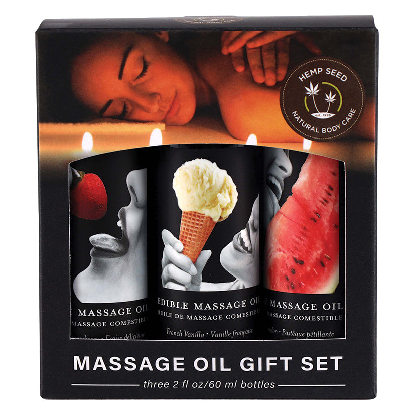 Earthly Body Edible Massage Oil Gift 2oz (Set of 3)