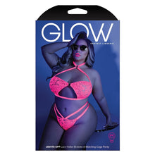 Load image into Gallery viewer, Fantasy Lingerie Glow Lights Off Bralette &amp; Panty-Neon Pink Queen-Boxed
