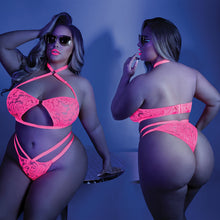 Load image into Gallery viewer, Fantasy Lingerie Glow Lights Off Bralette &amp; Panty-Neon Pink Queen-Boxed
