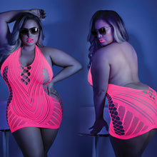 Load image into Gallery viewer, Fantasy Lingerie Glow Shock Value Halter Dress-Neon Pink Queen-Boxed
