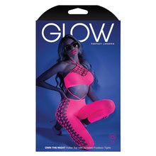 Load image into Gallery viewer, Fantasy Lingerie Glow Own The Night Bodystocking-Neon Pink O/S-Boxed
