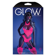 Load image into Gallery viewer, Fantasy Lingerie Glow No Promises Teddy Bodystocking -Neon Pink O/S-Boxed
