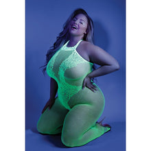 Load image into Gallery viewer, Fantasy Lingerie Glow Moonbeam Crotchless Bodystocking-Neon Green Queen-Boxed
