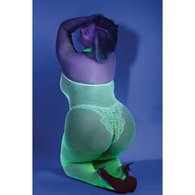 Load image into Gallery viewer, Fantasy Lingerie Glow Moonbeam Crotchless Bodystocking-Neon Green Queen-Boxed
