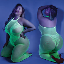 Load image into Gallery viewer, Fantasy Lingerie Glow Moonbeam Crotchless Bodystocking-Neon Green Queen-Boxed
