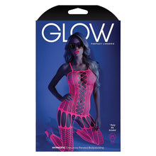 Load image into Gallery viewer, Fantasy Lingerie Glow Crisscross Stripe Bodystocking-Neon Pink O/S-Boxed
