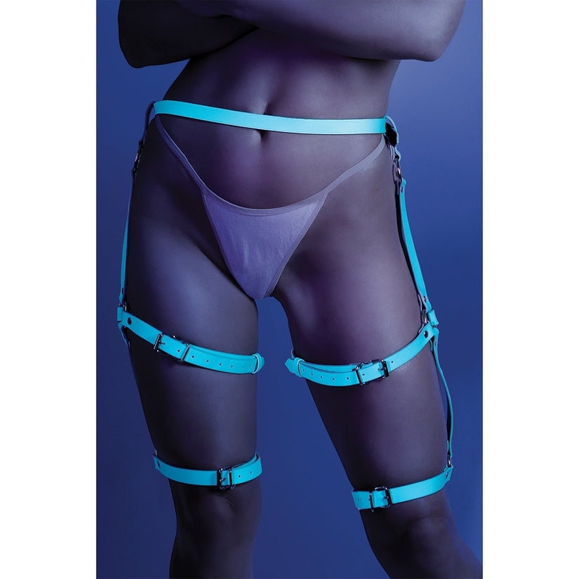 Fantasy Lingerie Glow Leg Harness-Blue O/S-Boxed