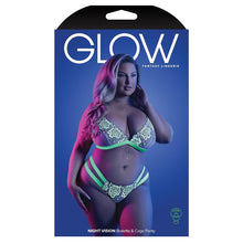 Load image into Gallery viewer, Fantasy Lingerie Glow Night Vision Bralette &amp; Panty-Neon Green QUEEN-Boxed
