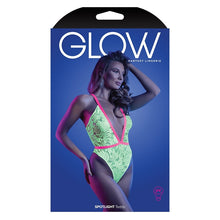 Load image into Gallery viewer, Fantasy Lingerie Glow Spotlight Contrast Elastic Lace Teddy-Neon Green M/L
