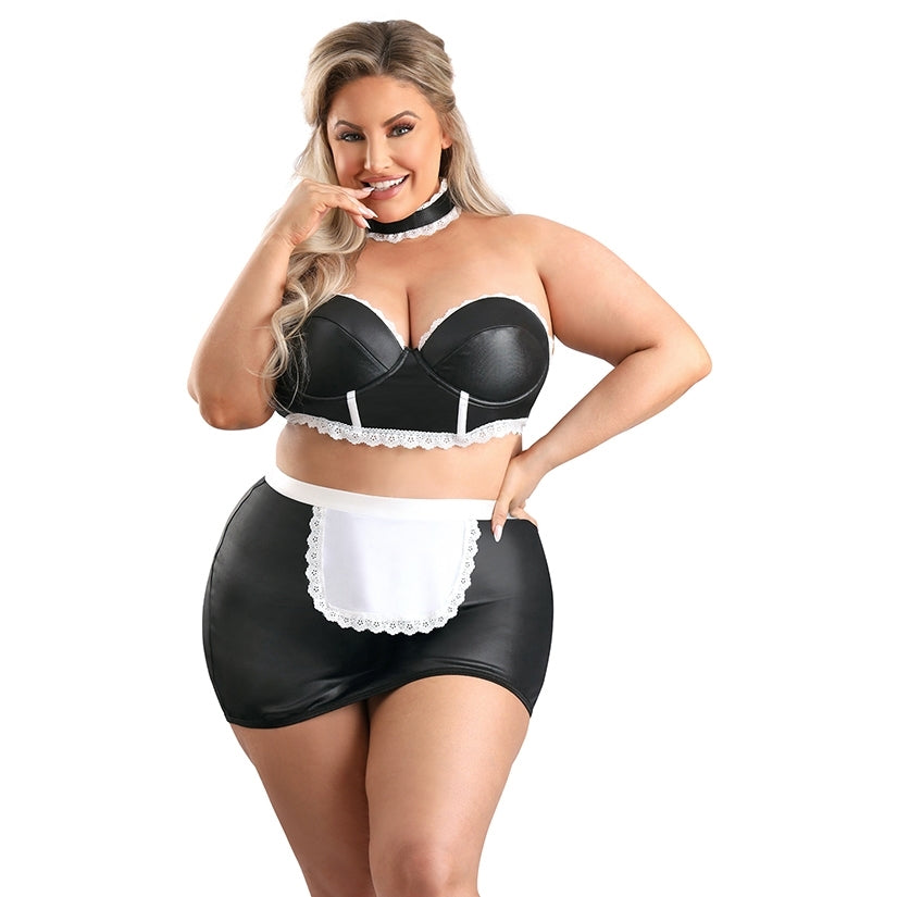 Fantasy Lingerie Play 5 Star Service Maid -Black 3x/4x