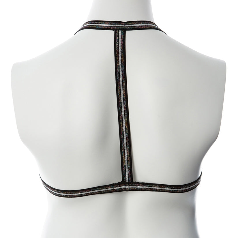 Gender Fluid Silver Lining Harness-Rainbow Glitter S-L-Boxed
